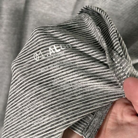 01.algo Performance Polo Men's XXL Grey Striped 1/4 Button Short Sleeve Poly - Picture 6 of 9